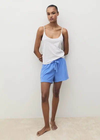 Mango Striped Cotton Pyjama Top White