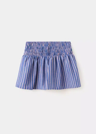 Mango Kids' Striped Cotton Skirt In Blue