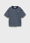 Mango Kids' Striped Cotton T-shirt Dark Navy