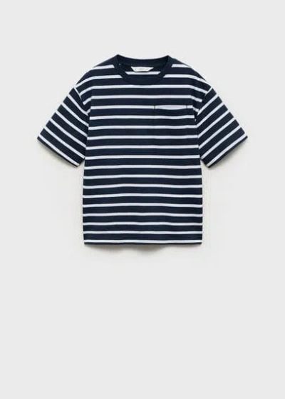Mango Kids' Striped Cotton T-shirt Dark Navy