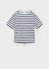 Mango Striped Cotton T-shirt Off White In Off White
