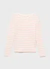 Mango Kids' Striped Cotton T-shirt Pink