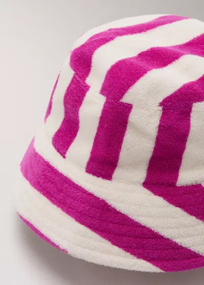 Mango Striped Cotton Terry Bucket Hat In Pink
