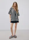 Mango Striped Cotton Terry Sweatshirt In Blue