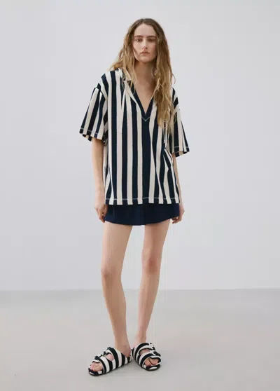 MANGO STRIPED COTTON TERRY SWEATSHIRT