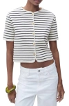 Mango Striped Crop Cardigan