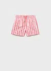 Mango Striped Drawstring Swimsuit Red In Red