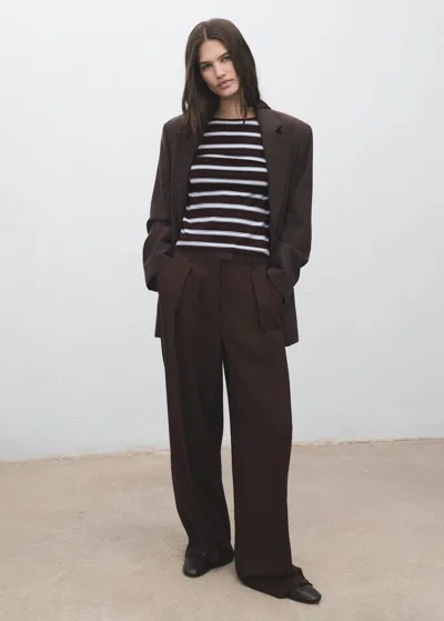 Mango Pull En Jersey Fin À Rayures Chocolat - Femme - Xs -  In Brown