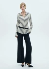 Mango Striped Flared Sleeve Shirt Off White In Off White