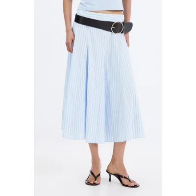 Mango Striped Godet Midi Skirt In Blue