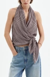 Mango Striped Halter Top With Fixed Knot In Multi