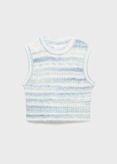 Mango Gilet Maille Rayures Bleu Ciel - Enfants - 13-14 Ans -  Kids In Multi
