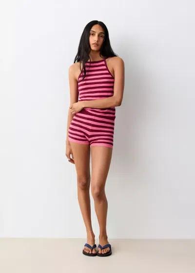 Mango Striped Knitted Shorts In Multi