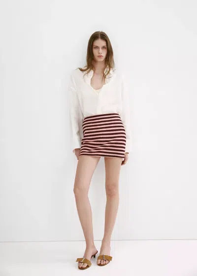 Mango Striped Knitted Skirt In Pastel Pink