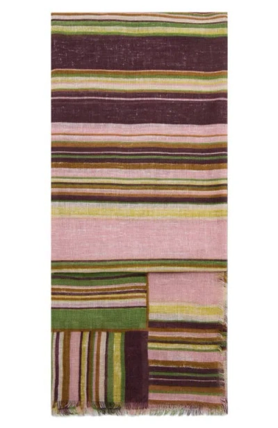 Mango Striped Linen Blend Scarf In Multi