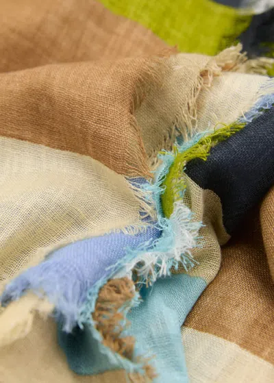 Mango Striped Linen Mix Scarf Ecru