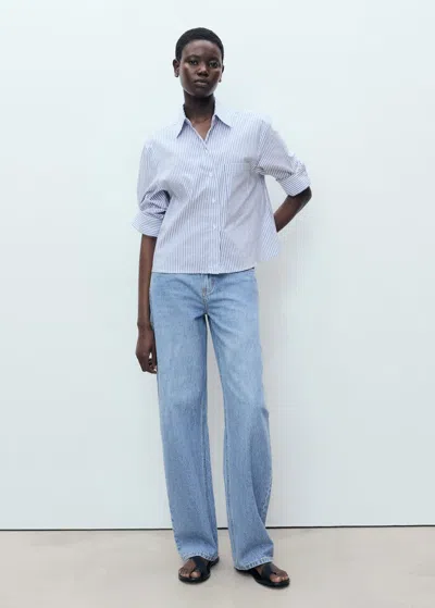 Mango Striped Multi-position Sleeve Shirt Blue