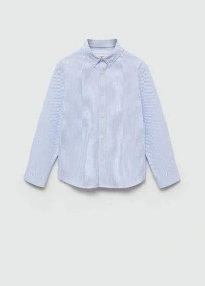 Mango Striped Oxford Shirt Sky Blue In Bleu Ciel