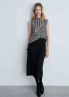 Mango Striped Perkins Collar Blouse Black In Black