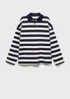Mango Striped Polo Neck Sweatshirt Dark Navy In Dark Navy