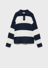 Mango Striped Polo-style Sweater Indigo Blue In Indigo Blue
