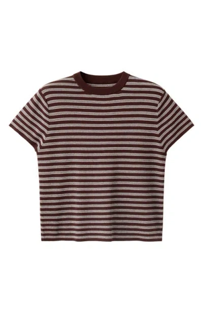 Mango Striped Ribbed Short Sleeve Sweater In Multi