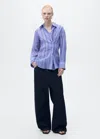 Mango Striped Shirt With Multi-position Closure Blue In Blue