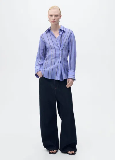 Mango Striped Shirt With Multi-position Closure Blue