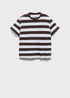 Mango Striped Short-sleeved T-shirt Brown