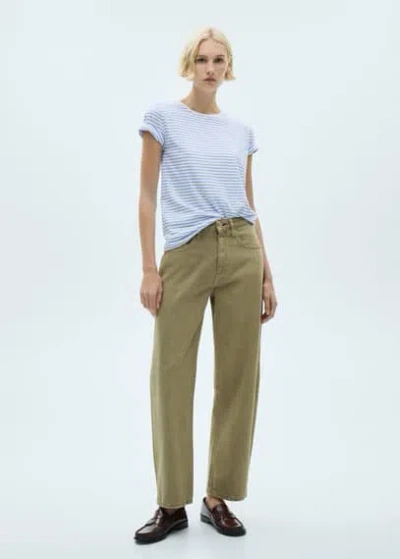 Mango Striped Short-sleeved T-shirt Sky Blue