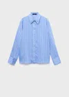 Mango Striped Straight Shirt In Blue