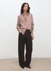 Mango Striped Straight Shirt Brown In Brown
