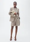 MANGO STRIPED SUIT BERMUDA SHORTS MEDIUM BROWN