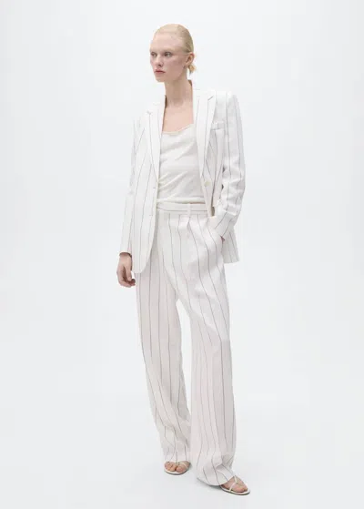 Mango Striped Suit Trousers White