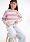 Mango Striped Sweatshirt With Embroidered Detail In Pink