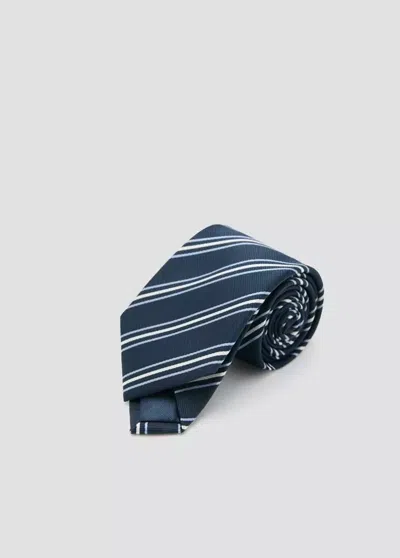Mango Striped Tie In Blue