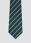 Mango Striped Tie In Green