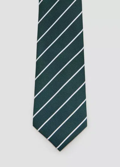Mango Striped Tie In Green