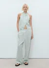 Mango Striped Top With A Strap Neckline And Laces