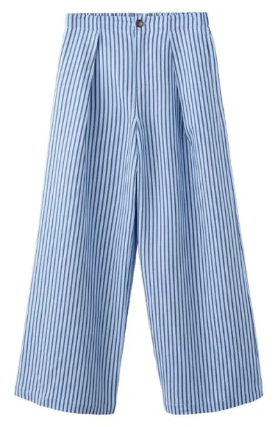 Mango Striped Wide Leg Pleated Trousers In Multi