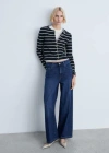 Mango Stripped Knit Cardigan Dark Navy In Bleu Marine Foncé