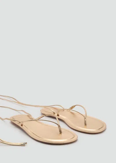 Mango Strips Sandals Gold In Or
