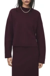 Mango Structured Crewneck Sweater In Burgundy