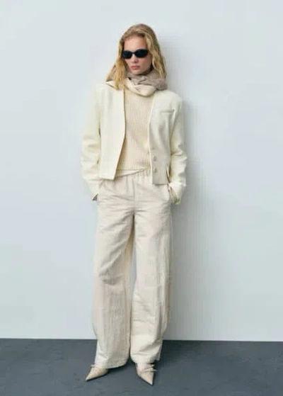 Mango Structured Cropped Jacket Off White