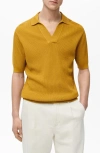 Mango Structured Fine Knit Polo In Curry
