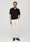 Mango Structured Fine-knit Polo Shirt Dark Navy In Bleu Marine Foncé