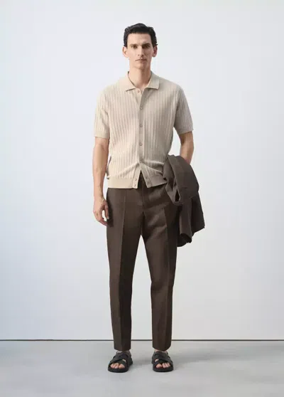 Mango 100% Cotton Textured Knit Shirt In Sand