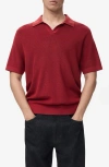 Mango Structured Knit Polo In Red