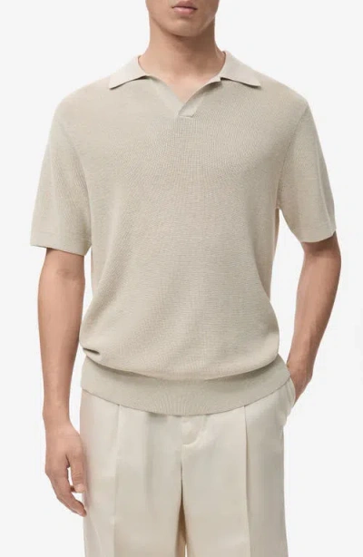 Mango Structured Knit Polo In Neutral