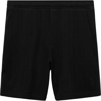 Mango Structured Knit Shorts In Black